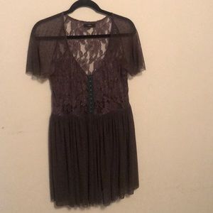 Millau lace and polka dot shirt dress